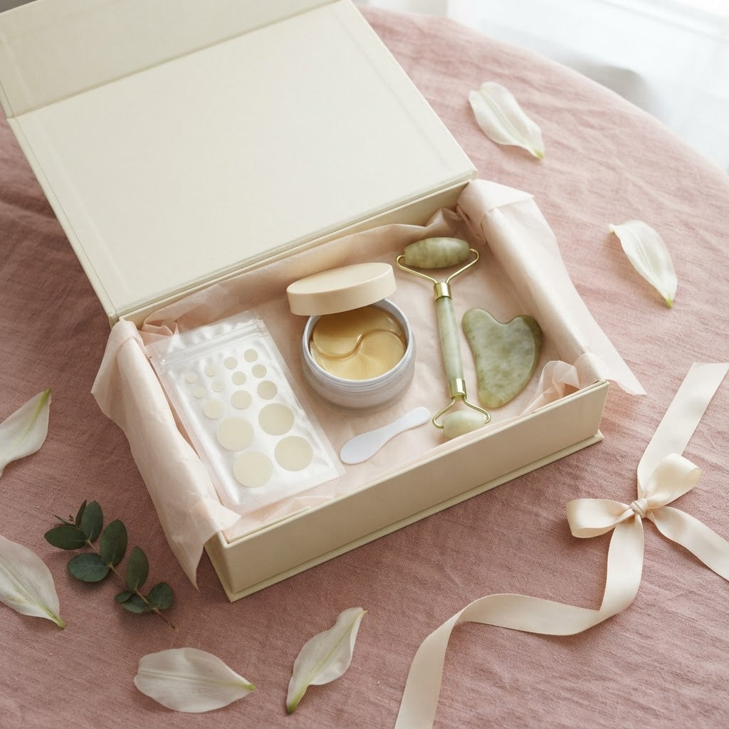 The Rose Ritual Set | Patches + Eye Gels + Jade Tool — Gift-Ready Bundle