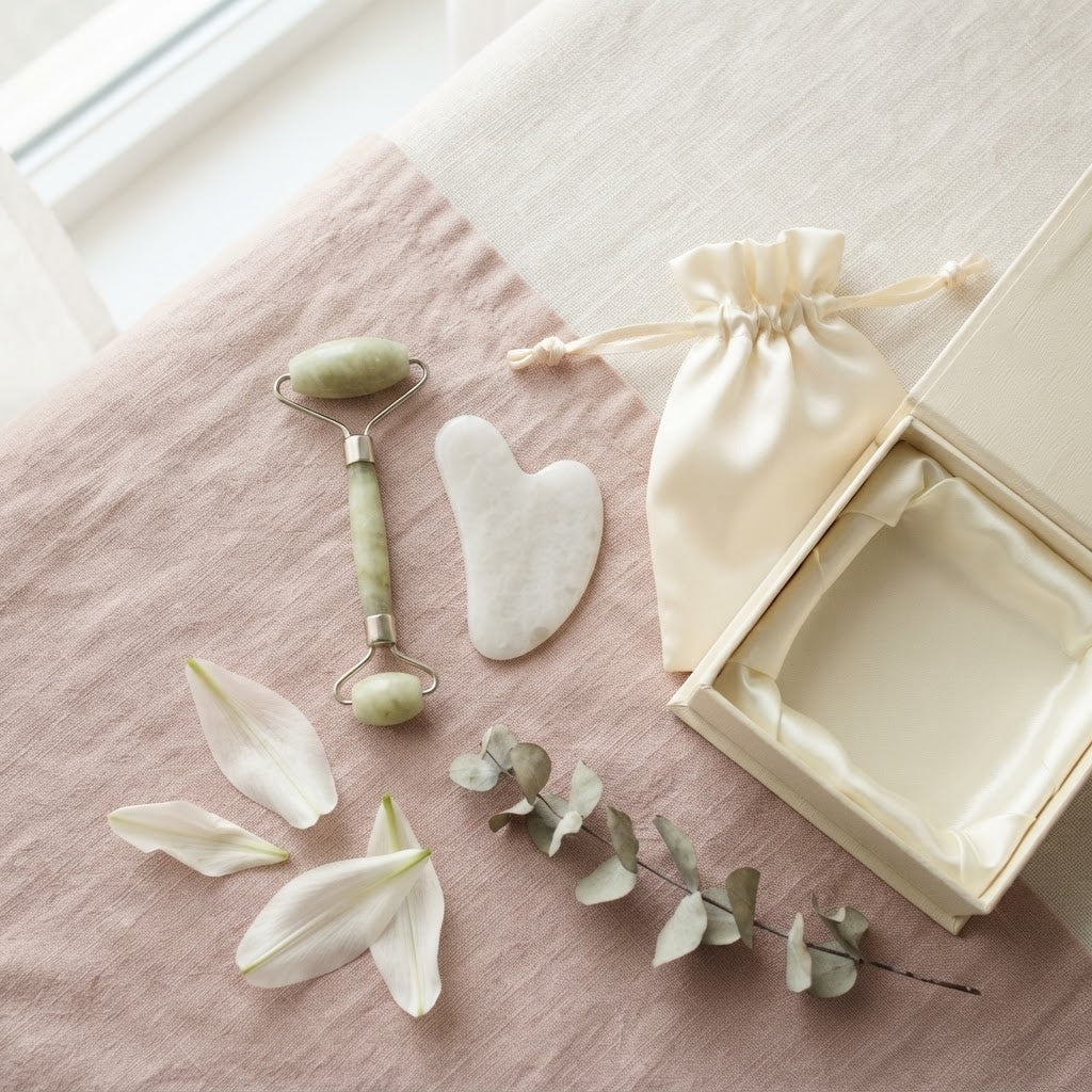 Sculpt & Glow Facial Tool Set | Genuine Jade Roller + Gua Sha Stone