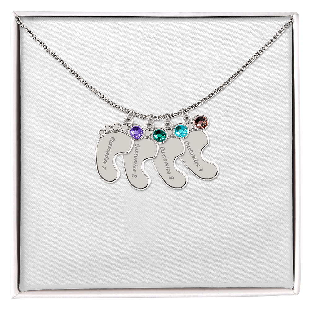 Baby Feet Necklace with Birthstone