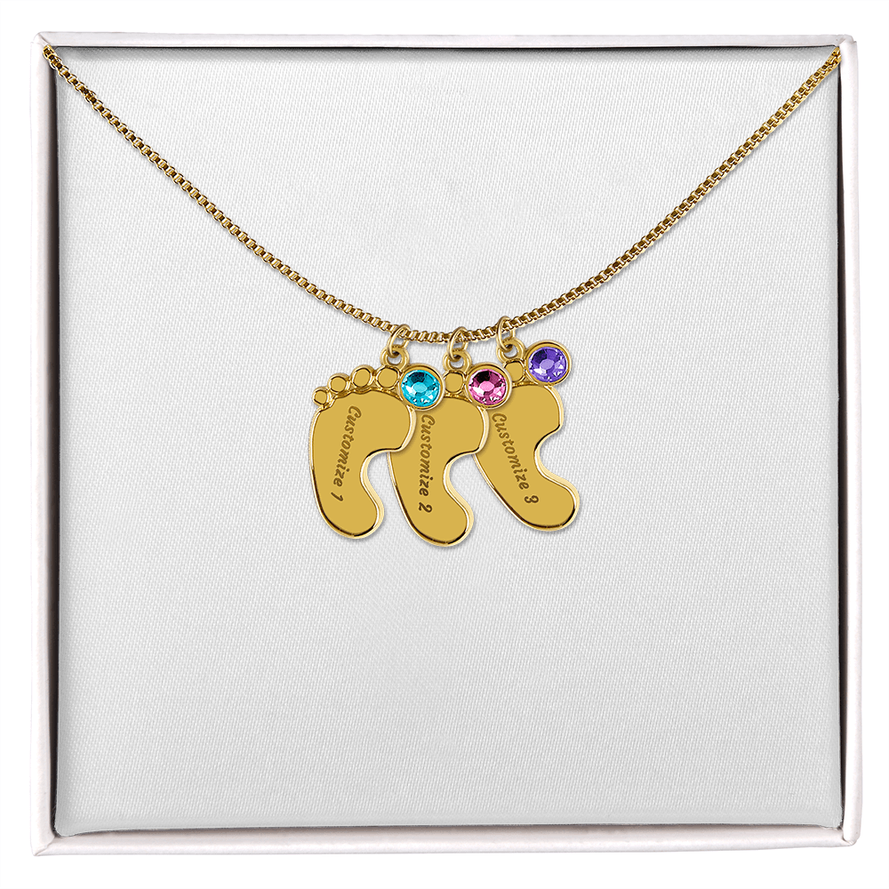 Baby Feet Necklace with Birthstone