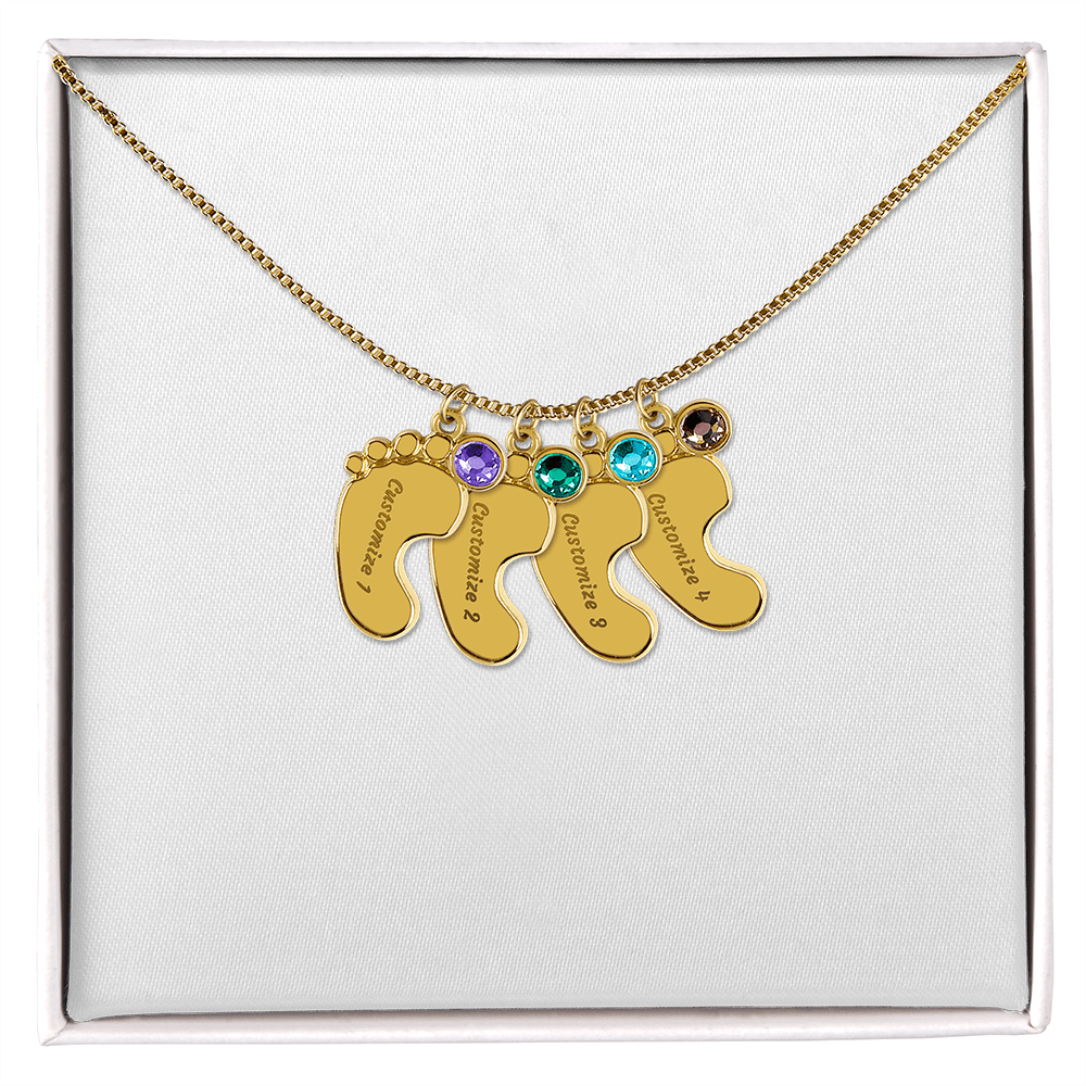Baby Feet Necklace with Birthstone