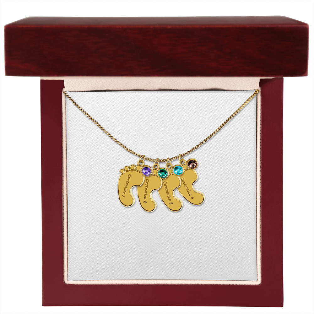 Baby Feet Necklace with Birthstone