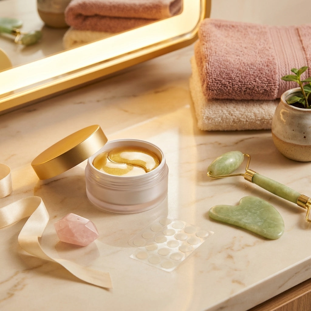 The Rose Ritual Set | Patches + Eye Gels + Jade Tool — Gift-Ready Bundle