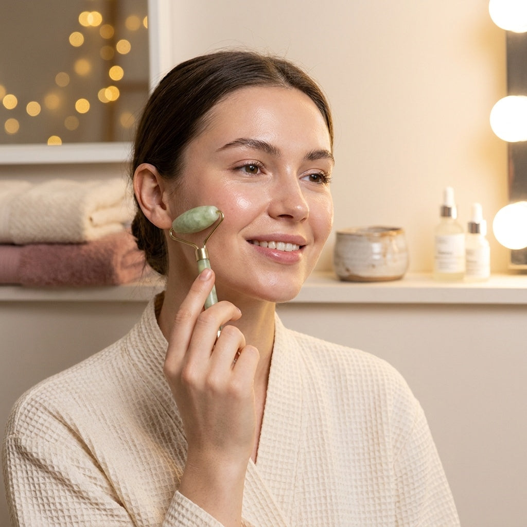 Sculpt & Glow Facial Tool Set | Genuine Jade Roller + Gua Sha Stone